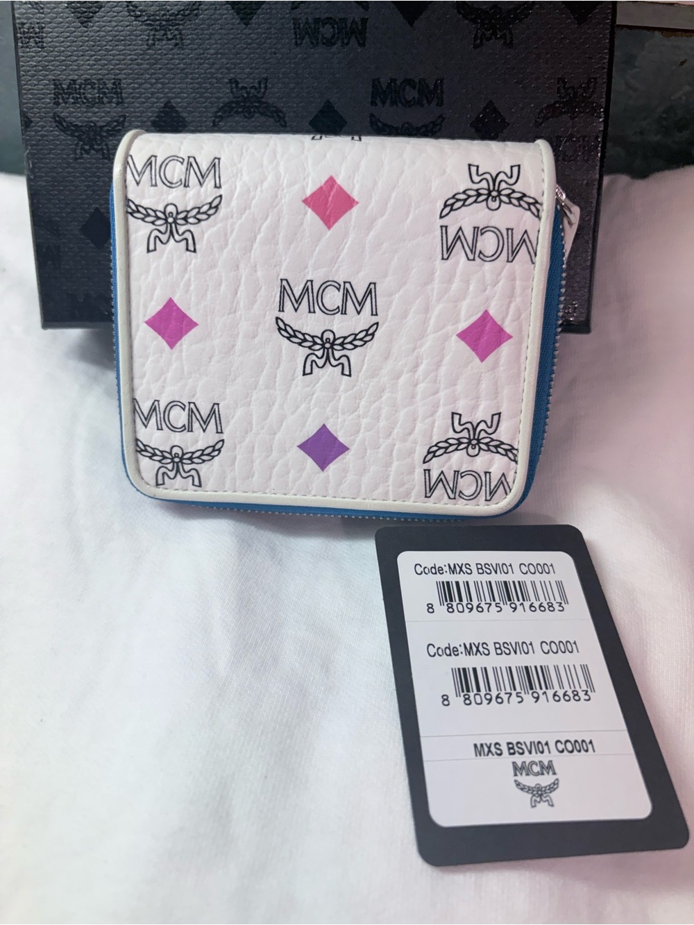 MCM Visestos Diamond Rainbow Spectrum Small Zip Around Wallet - Authentic